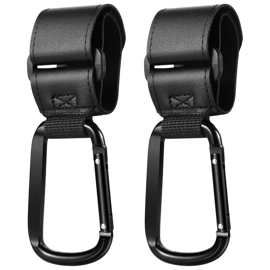 SNOWIE SOFT 2Pcs Hanging Hook for Pram Stroller Hanging Clip Adjustable PU Leather Pram Clip with Quick Release Carabiner Design Universal Attaching Buckle for Stroller, Bike, Pram, Pushchair SNOWIE SOFT 2Pcs Hanging Hook for Pram Stroller Hanging Clip Adjustable PU Leather Pram Clip with Quick Release Carabiner Design Universal Attaching Buckle for Stroller, Bike, Pram, Pushchair